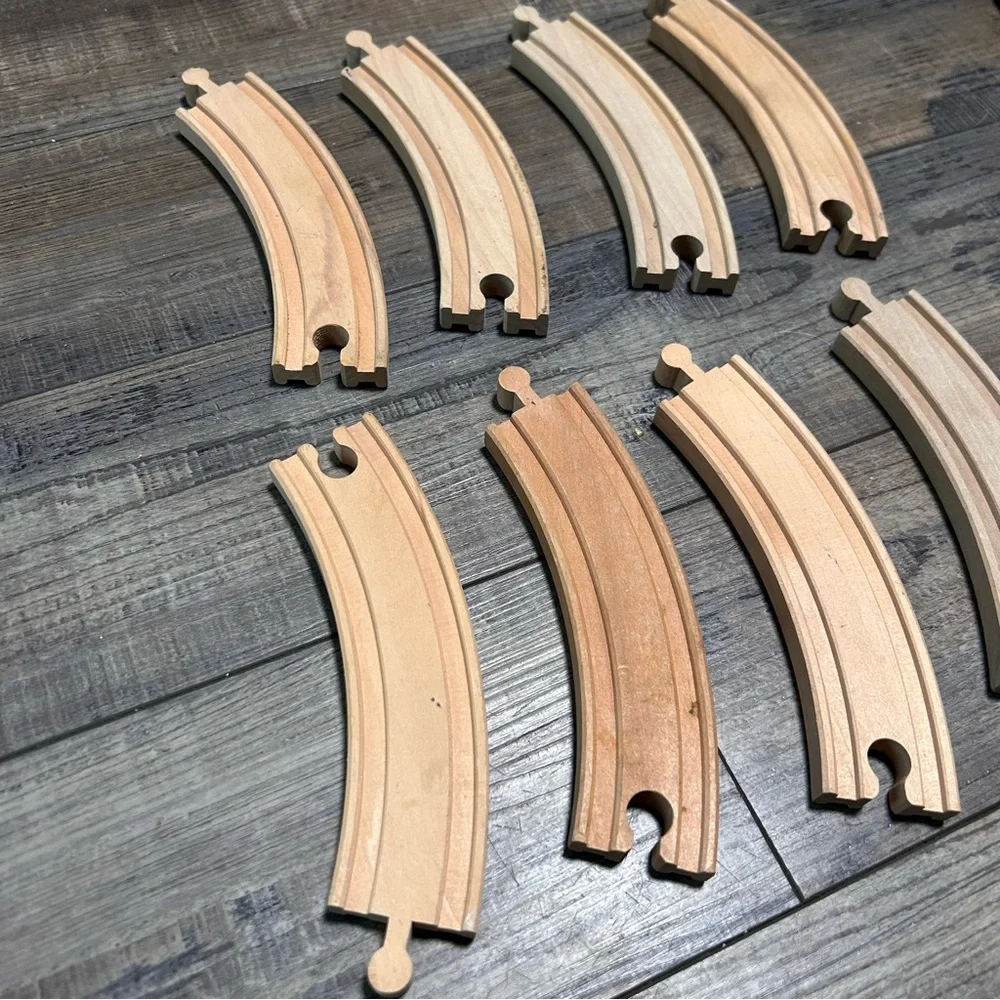 Lot of 8‎ Wooden Train Track Curve Pieces Double Sided Fits Brio Thomas Lillabo